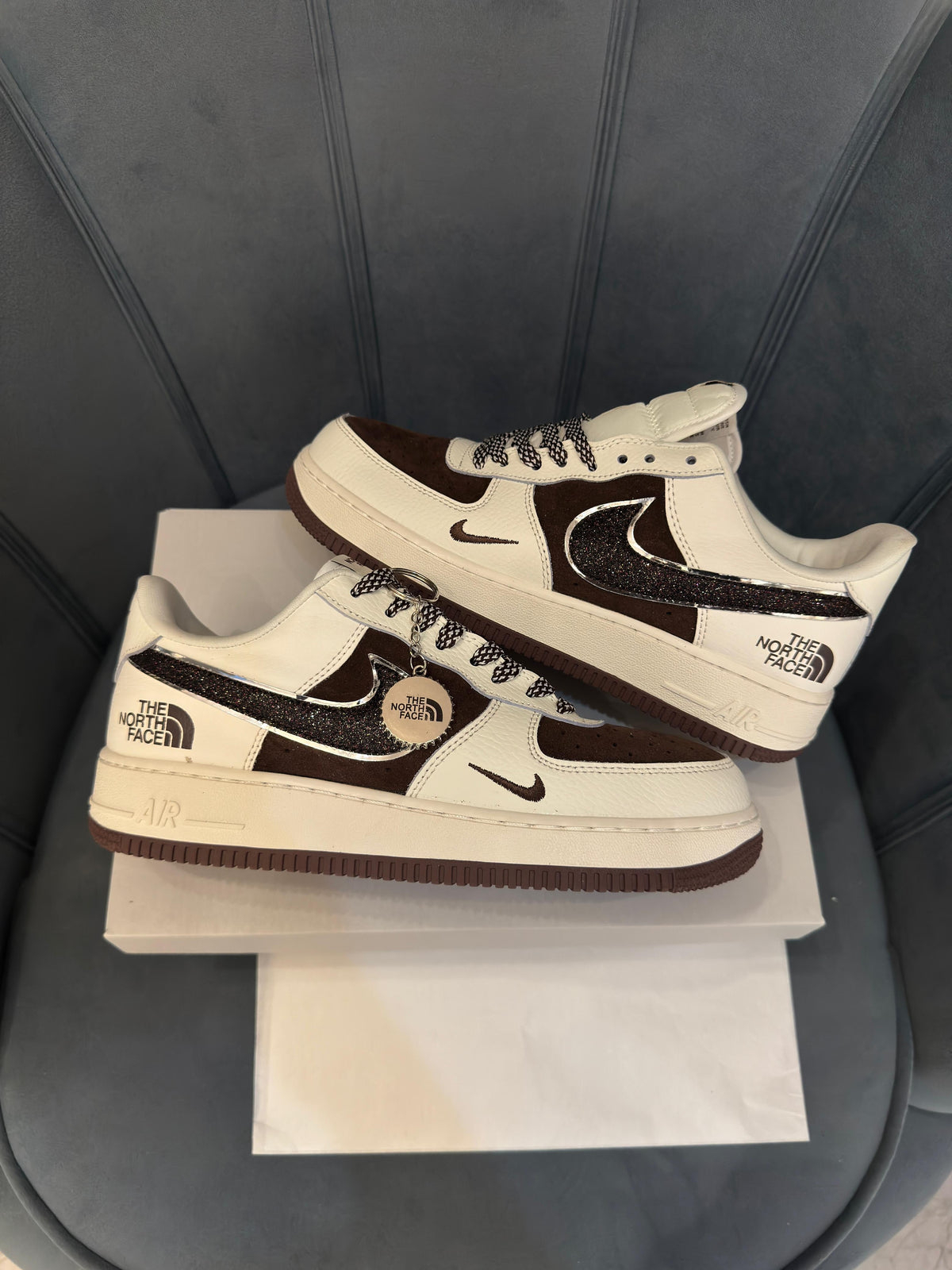 NIKE AIRFORCE CUSTOM X NORTH FACE BROWN