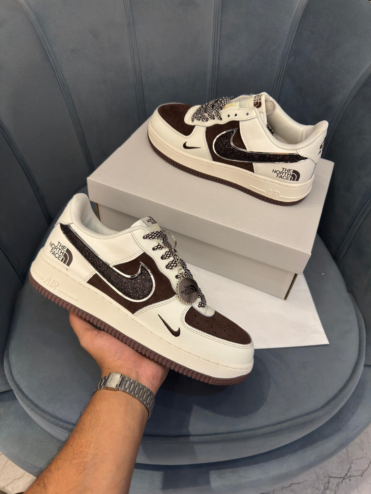 NIKE AIRFORCE CUSTOM X NORTH FACE BROWN
