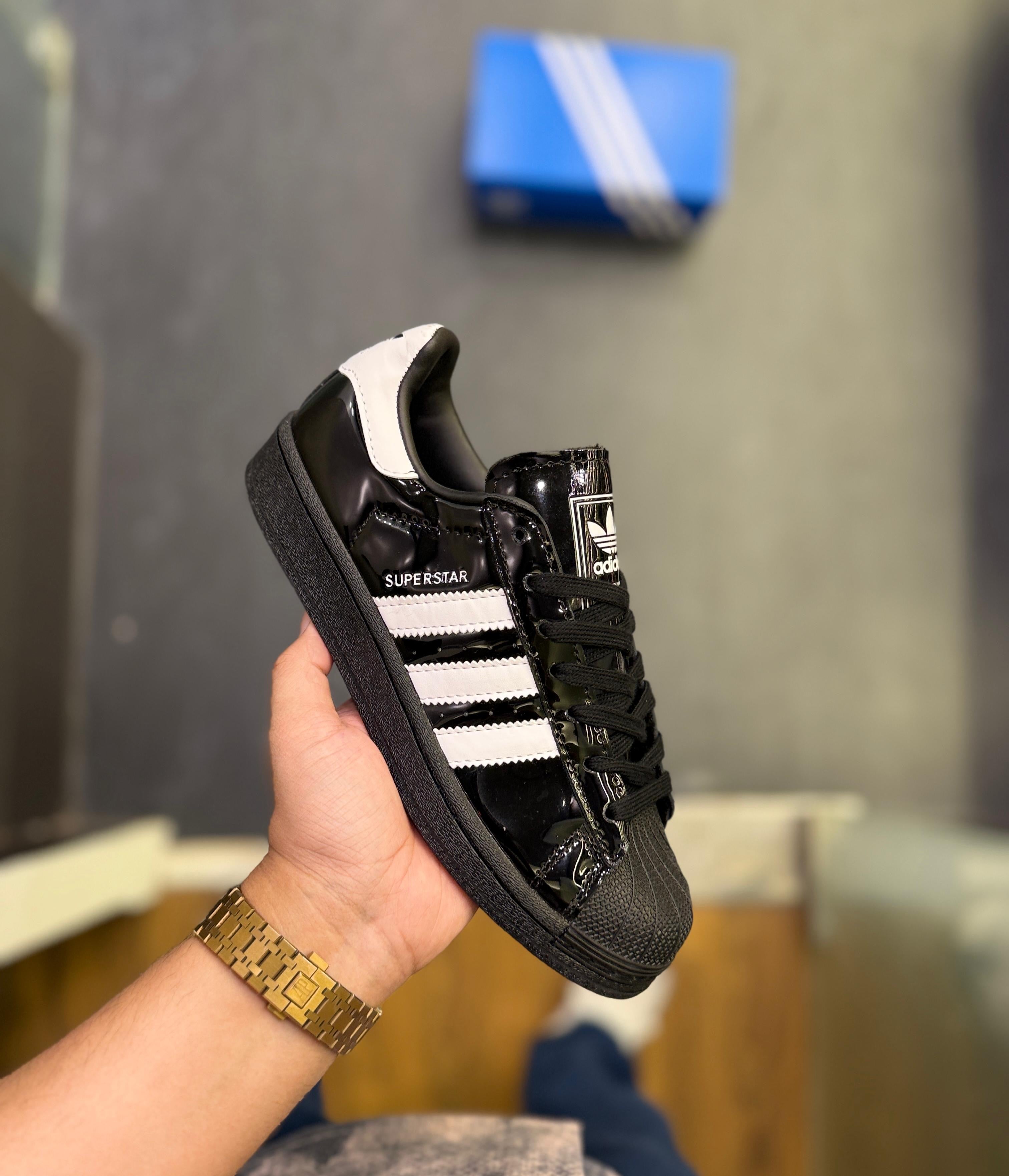 ADIDAS ORIGINAL SUPERSTAR ATMOS BLACK PATENT