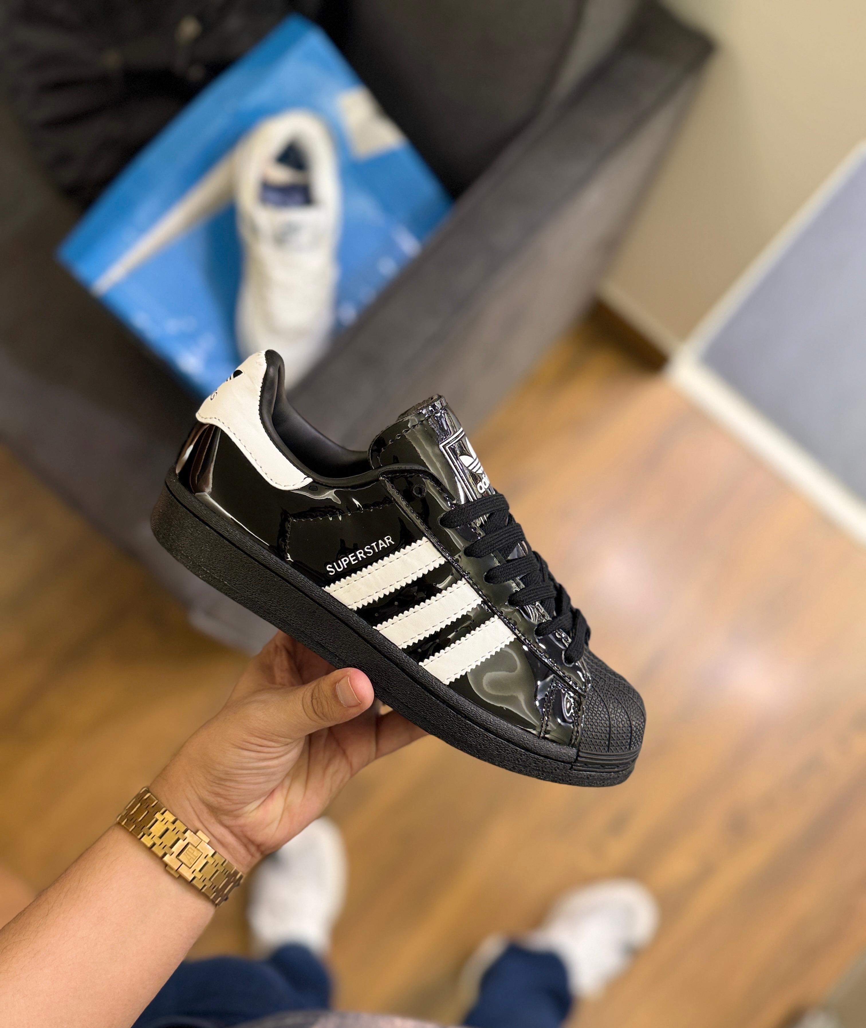 ADIDAS ORIGINAL SUPERSTAR ATMOS BLACK PATENT