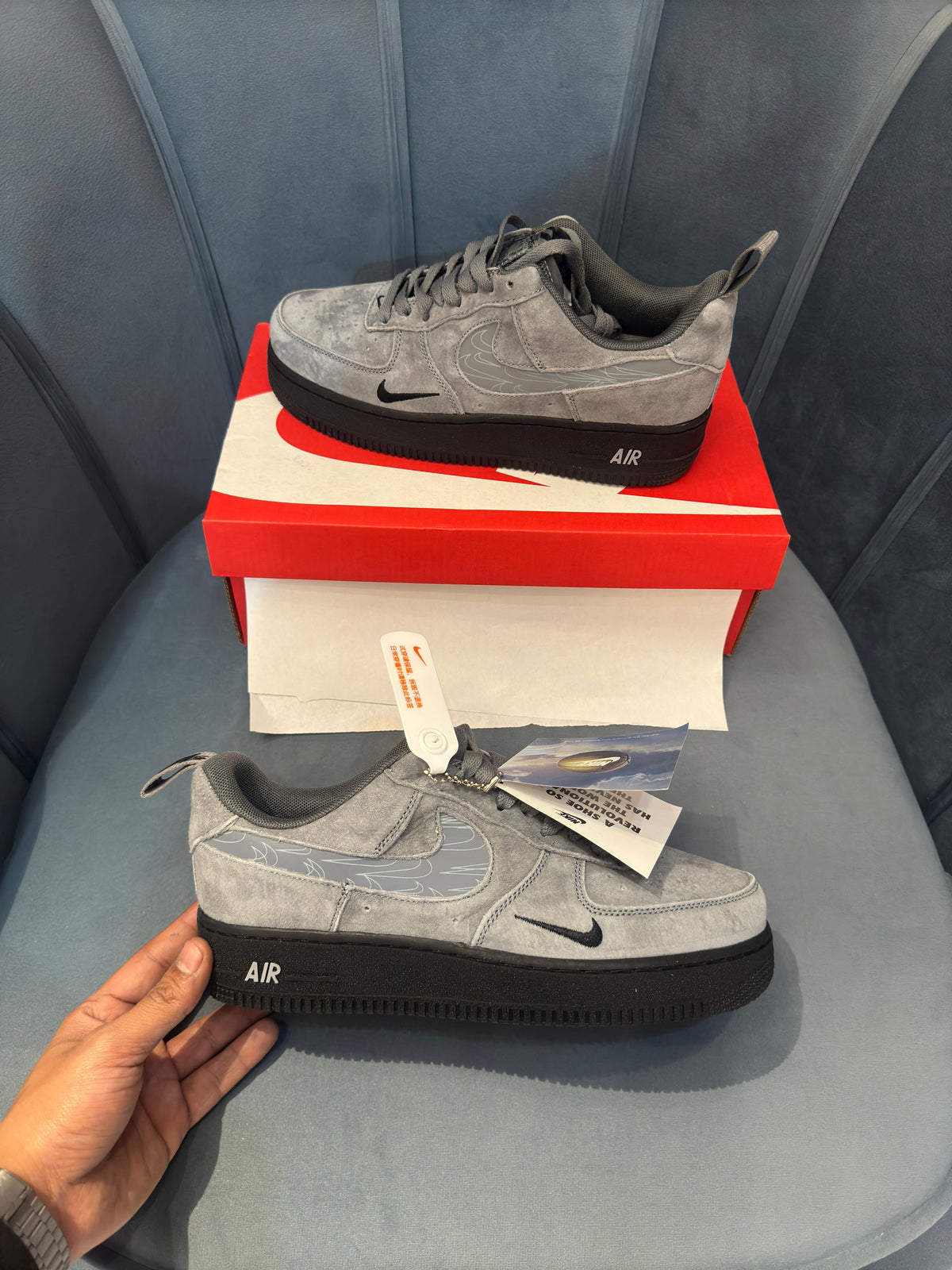 NIKE AIRFORCE 1 COOL GREY REFLECTIVE