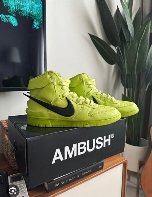 NIKE DUNK HIGH AMBUSH FLASH LIME BLACK
