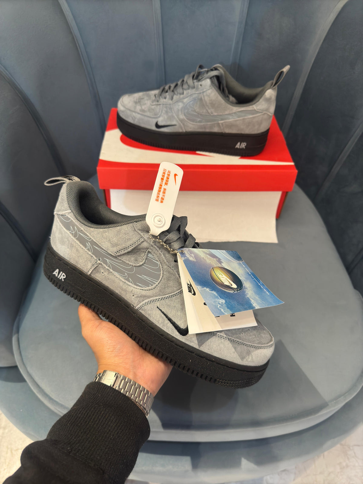 NIKE AIRFORCE 1 COOL GREY REFLECTIVE