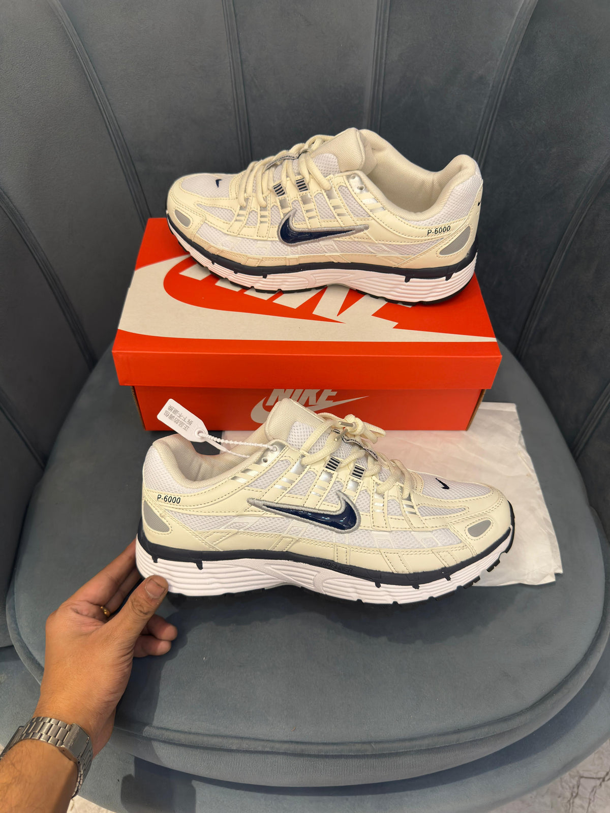 NIKE P-6000 TRAINER BEIGE BLACK