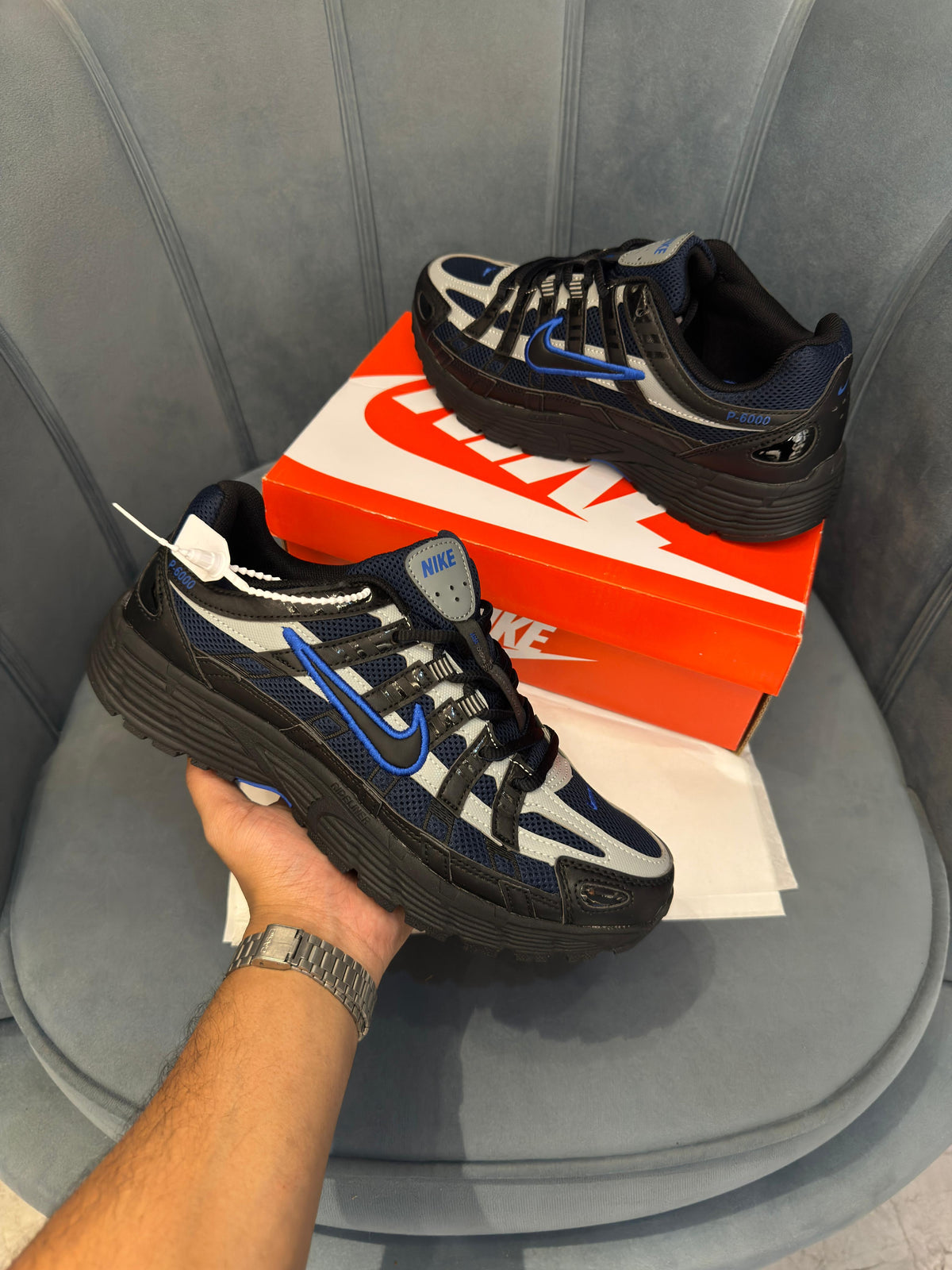 NIKE P-6000 TRAINER BLACK/BLUE