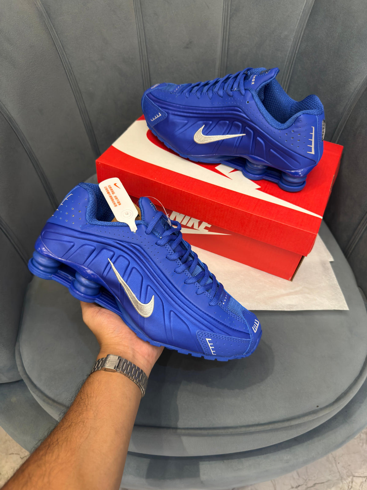 NIKE SHOX SILVER ROYAL BLUE