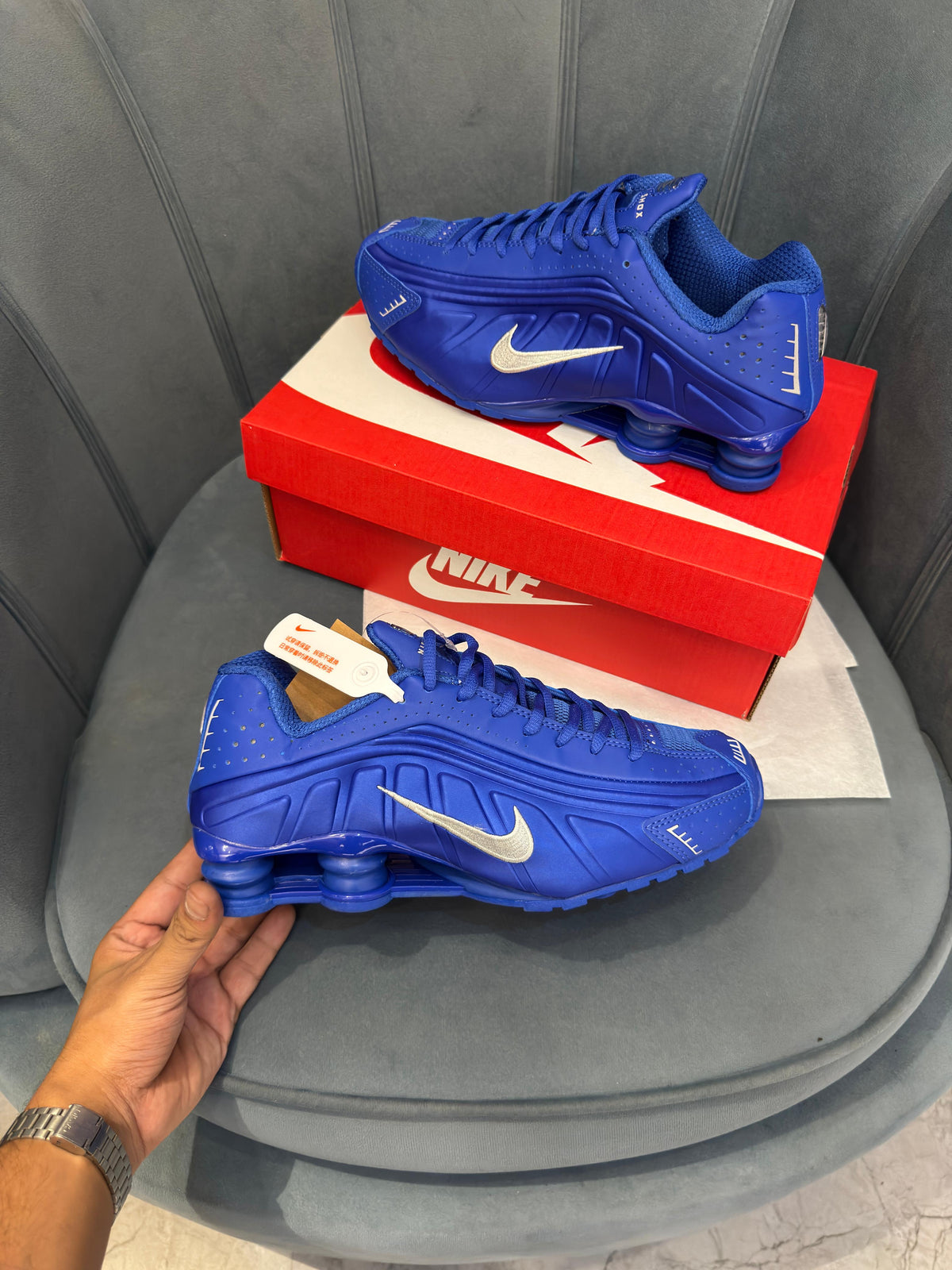 NIKE SHOX SILVER ROYAL BLUE