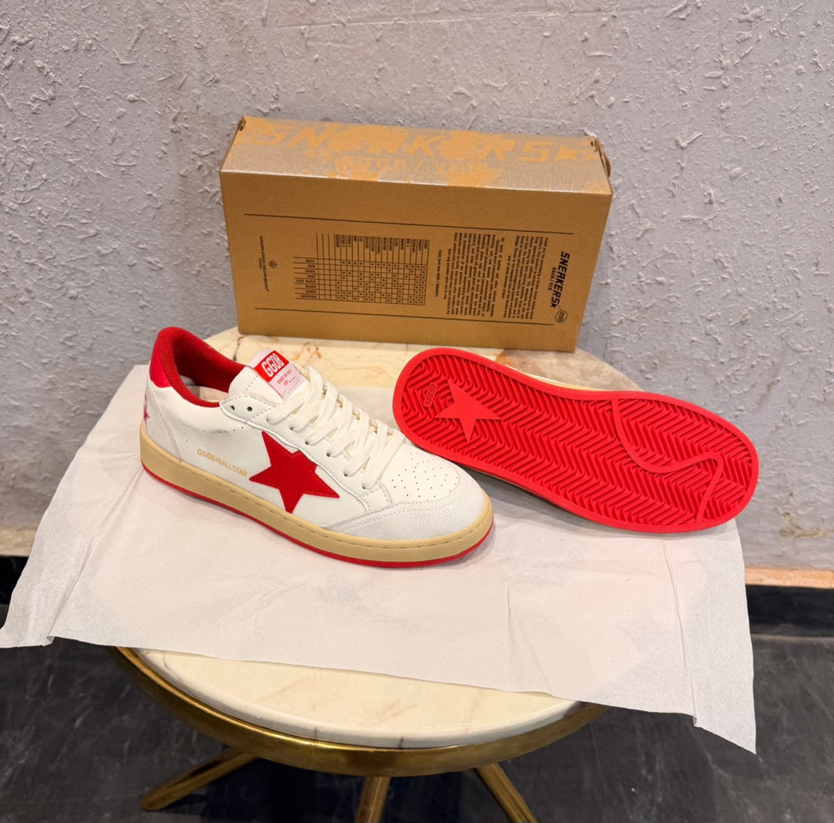 GOLDEN GOOSE BALL STAR WHITE RED SNEAKER