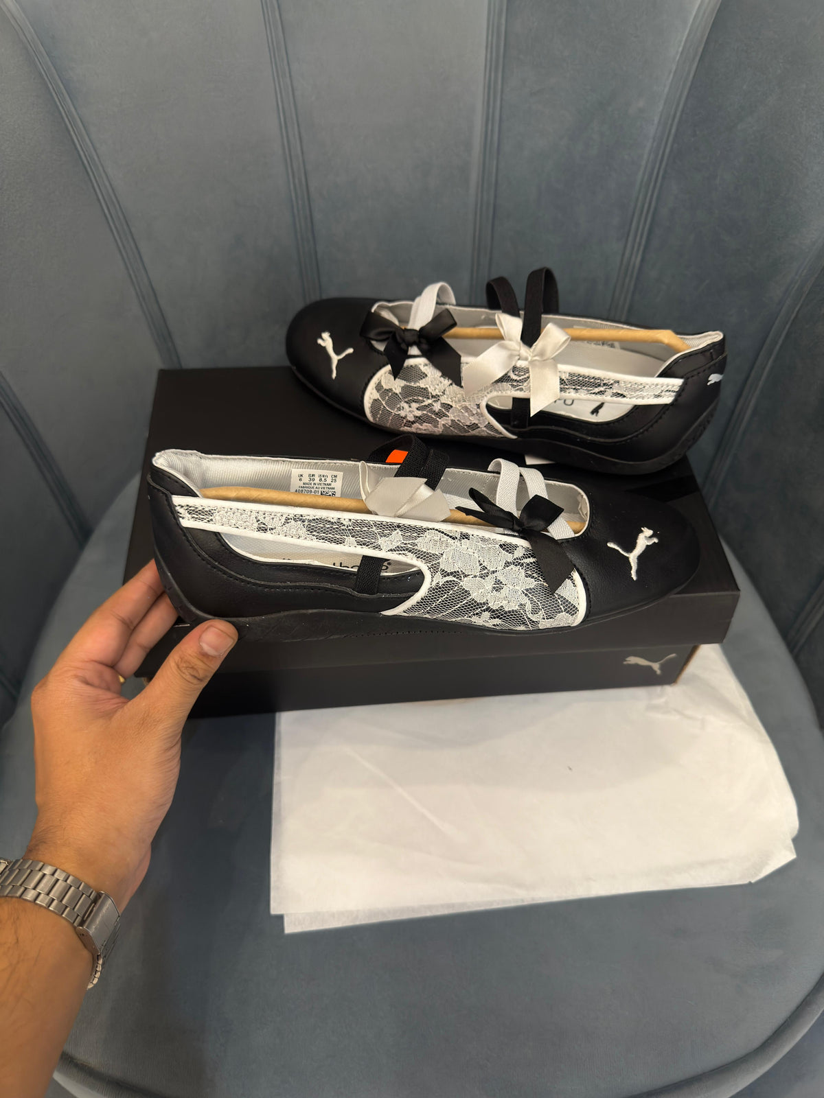 PUMA SPEEDCAT BALLET LACE SILVER AND BLACK