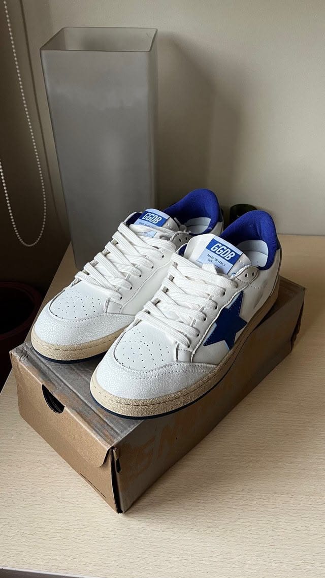 GOLDEN GOOSE BALL STAR WHITE BLUE SNEAKERS