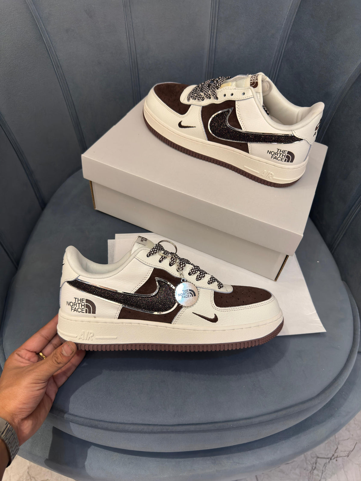 NIKE AIRFORCE CUSTOM X NORTH FACE BROWN