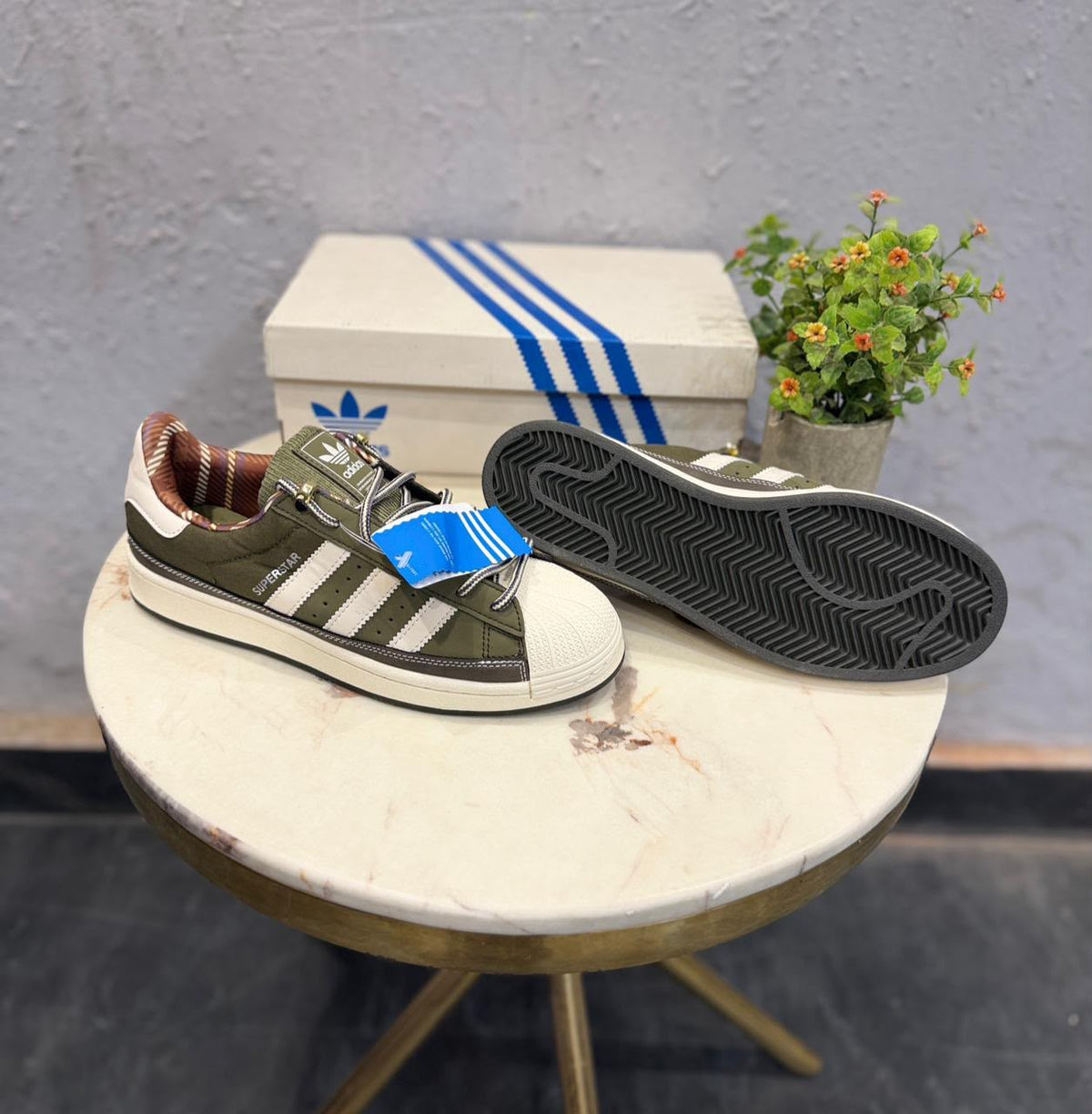 ADIDAS ORIGINALS SUPERSTAR 2ND GENERATION OLIVE GREEN WHITE SOLE