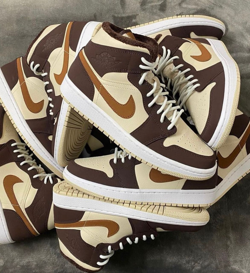 AIR JORDAN 1  MID SE BROWN BASALT MOCHA