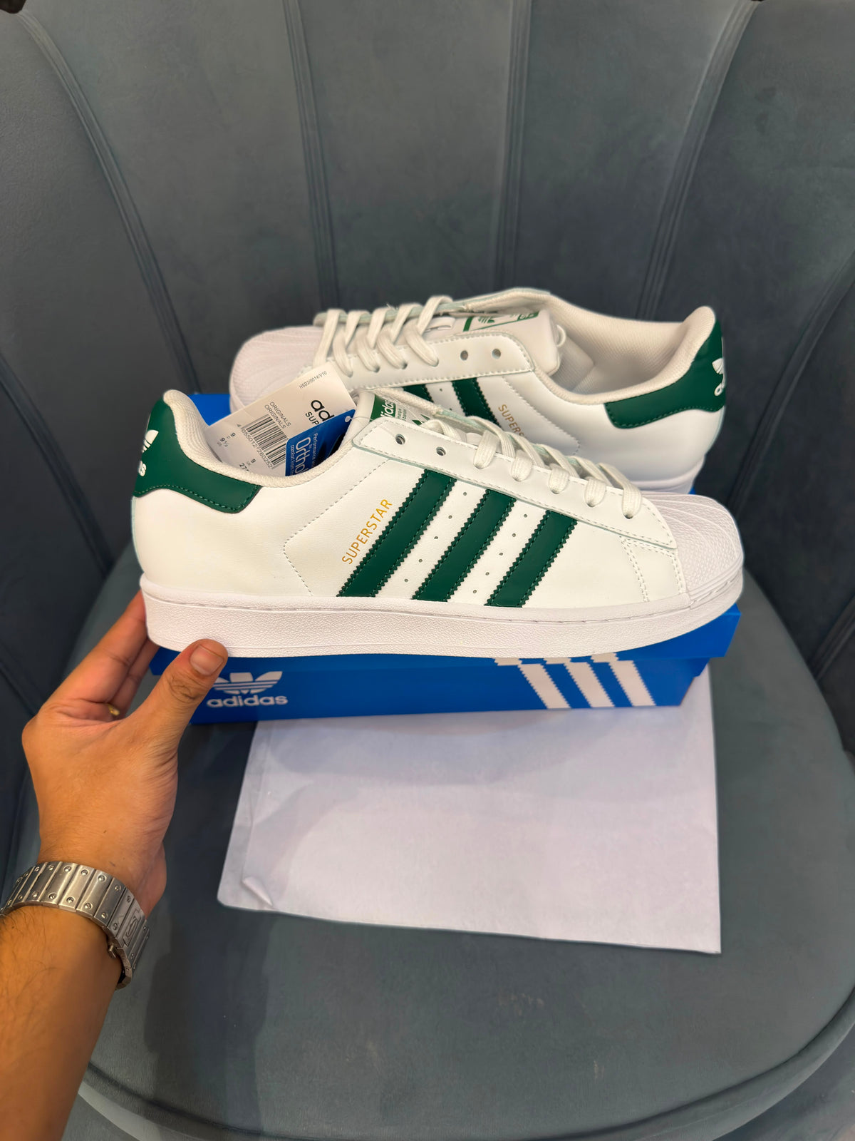 ADIDAS ORIGINALS SUPERSTAR WHITE GREEN