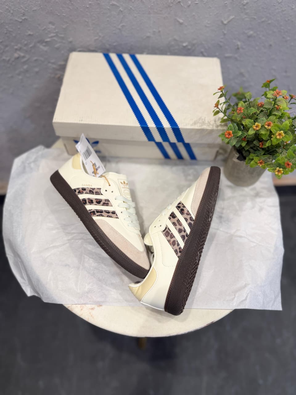 ADIDAS ORIGINALS SAMBA CREAM LEOPARD STRIPES