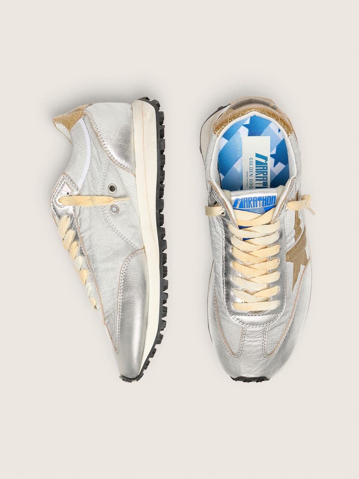 GOLDEN GOOSE MARATHON SNEAKER SILVER GOLD