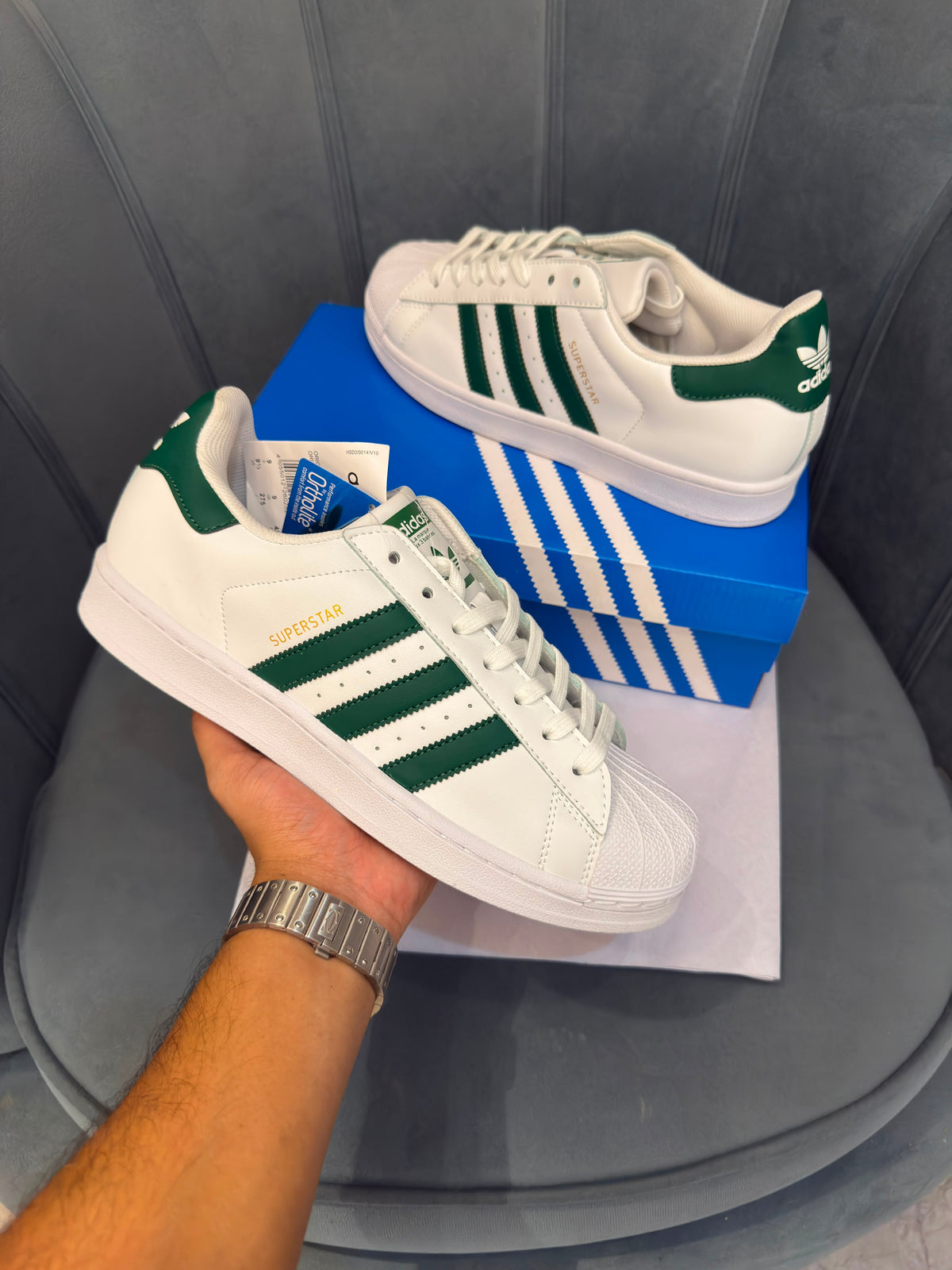 ADIDAS ORIGINALS SUPERSTAR WHITE GREEN
