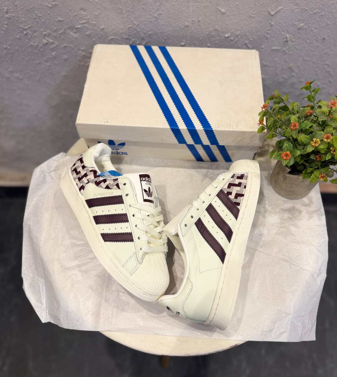 ADIDAS SUPERSTAR ORIGINALS WOVEN WHITE BLACK