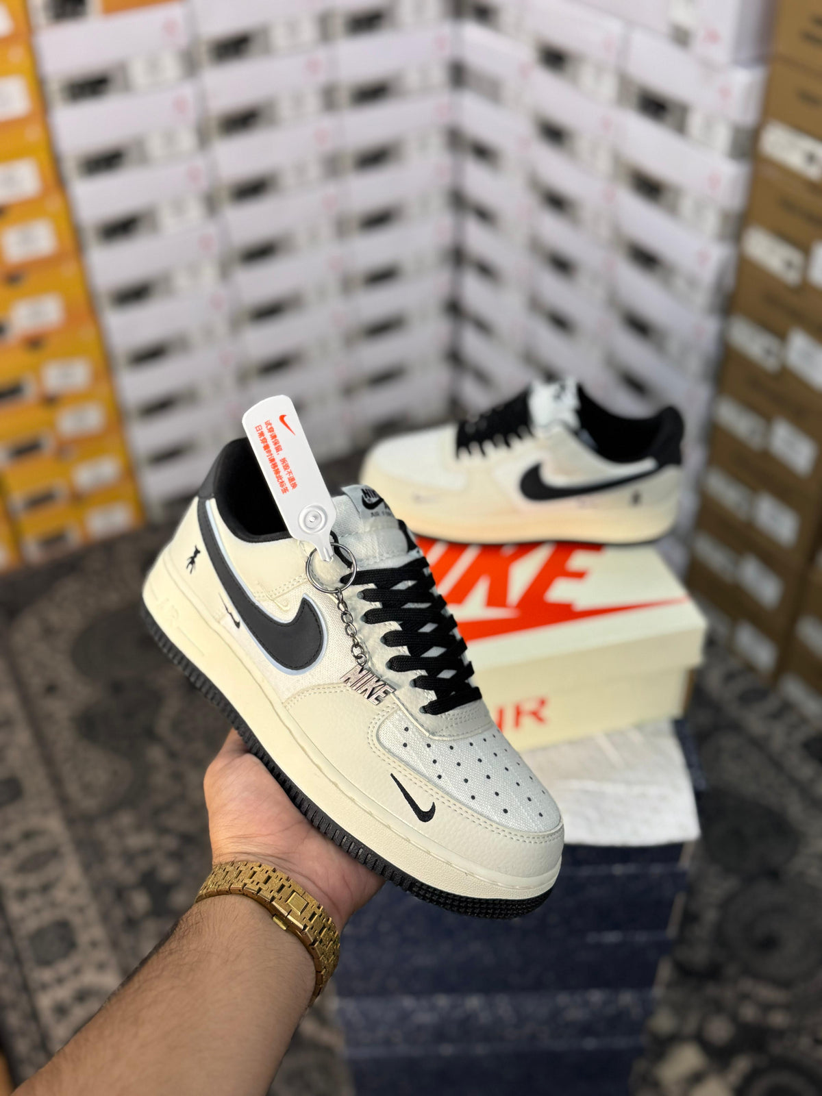 NIKE AIRFORCE 1 VIOLENT BEAR JOINT LINEN BLACK BEIGE