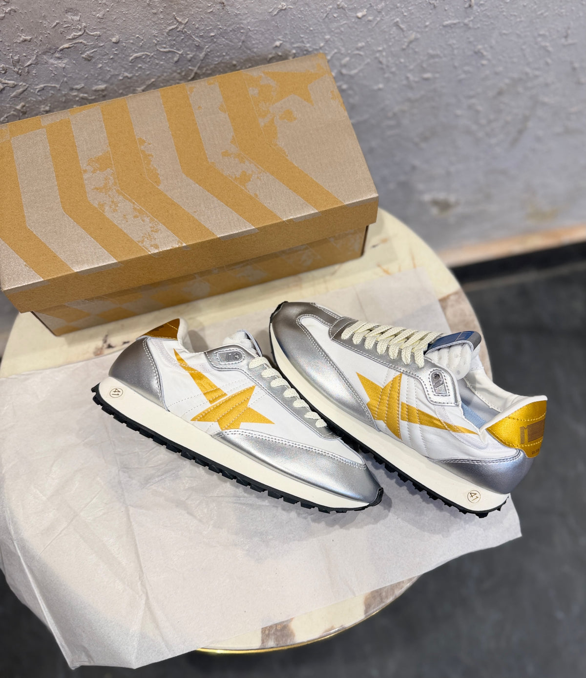 GOLDEN GOOSE MARATHON SNEAKER SILVER GOLD