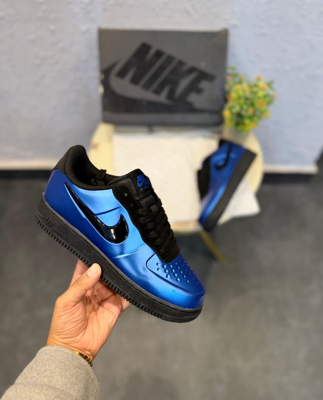 NIKE AIRFORCE FOAMPOSITE PRO METALLIC BLUE