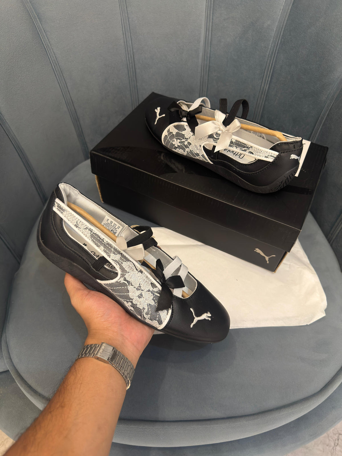 PUMA SPEEDCAT BALLET LACE SILVER AND BLACK