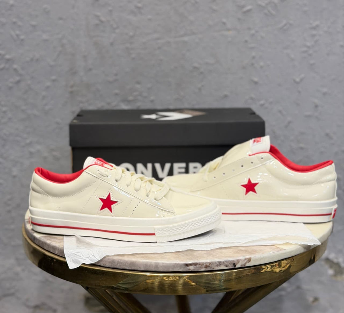 CONVERSE ONE STAR PATENT J WHITE RED
