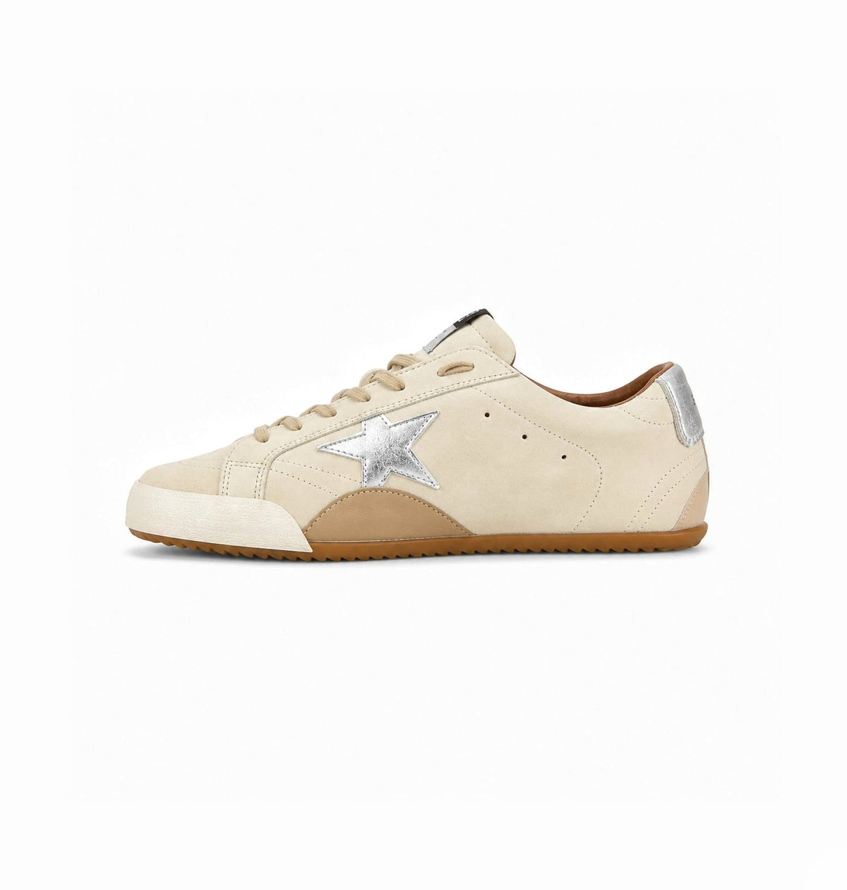 GOLDEN GOOSE TRUE STAR BEIGE SILVER