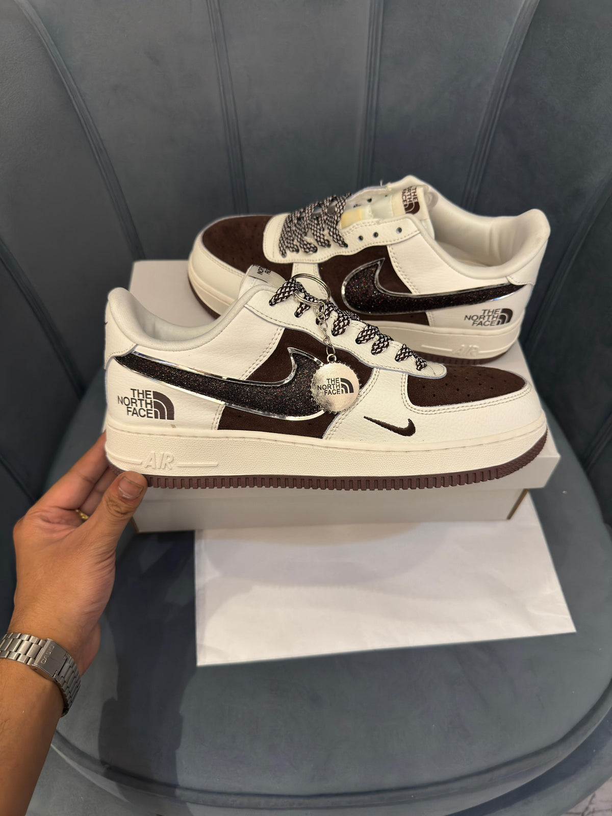 NIKE AIRFORCE CUSTOM X NORTH FACE BROWN