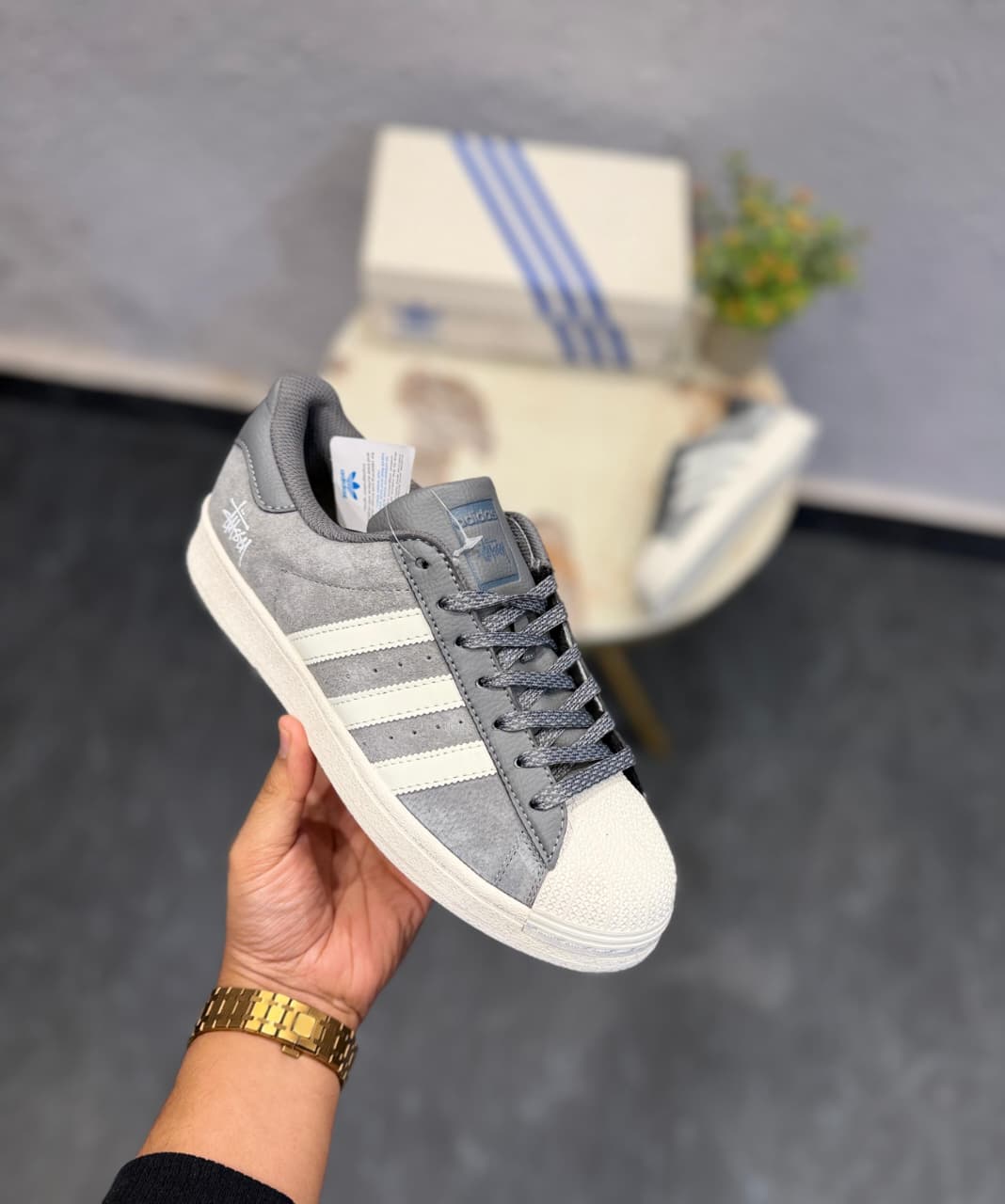 ADIDAS ORIGINALS SUPERSTAR STUSSY GREY