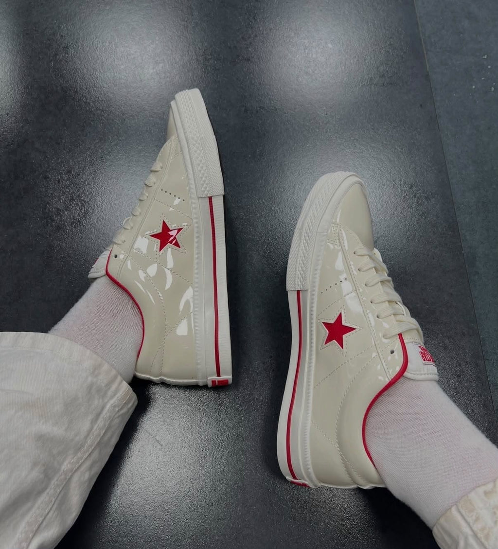CONVERSE ONE STAR PATENT J WHITE RED