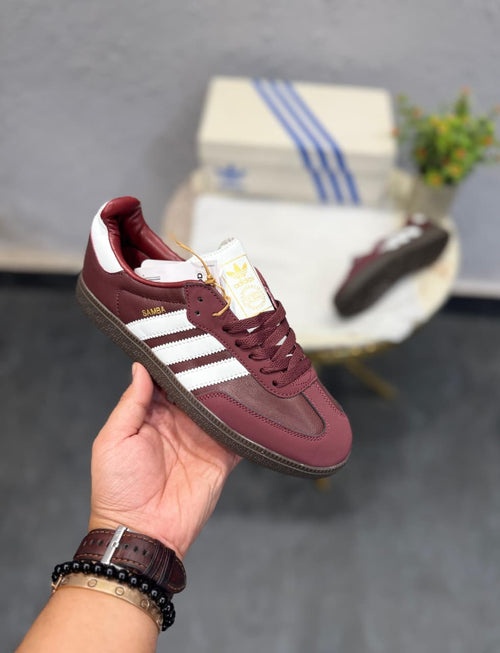 ADIDAS ORIGINALS SAMBA CHERRY WHITE STRIPS