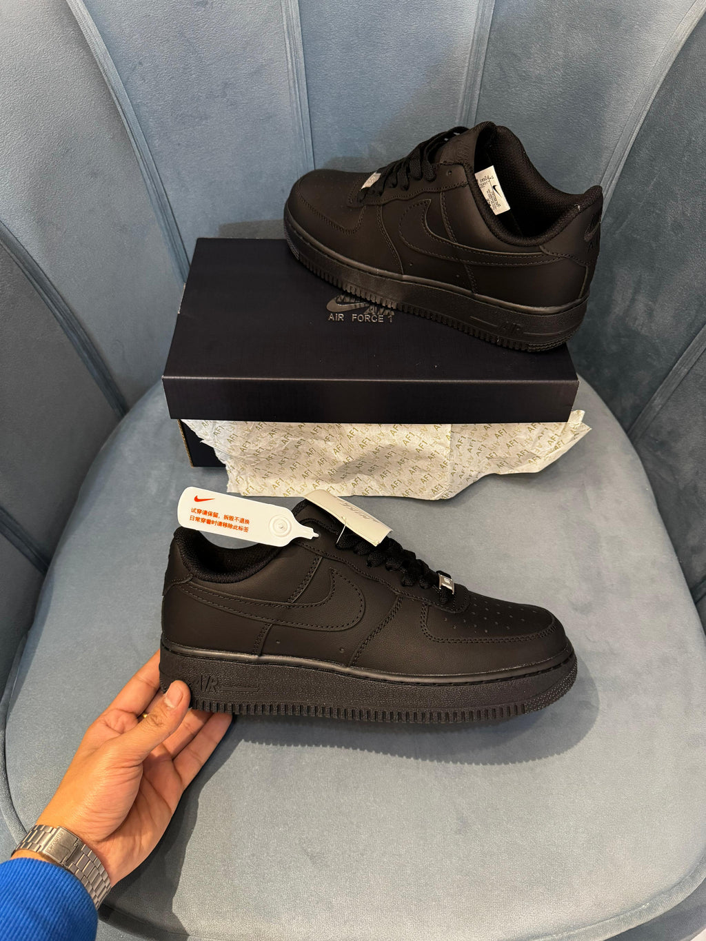 AIRFORCE 1  TRIPLE BLACK FULL LEATHER