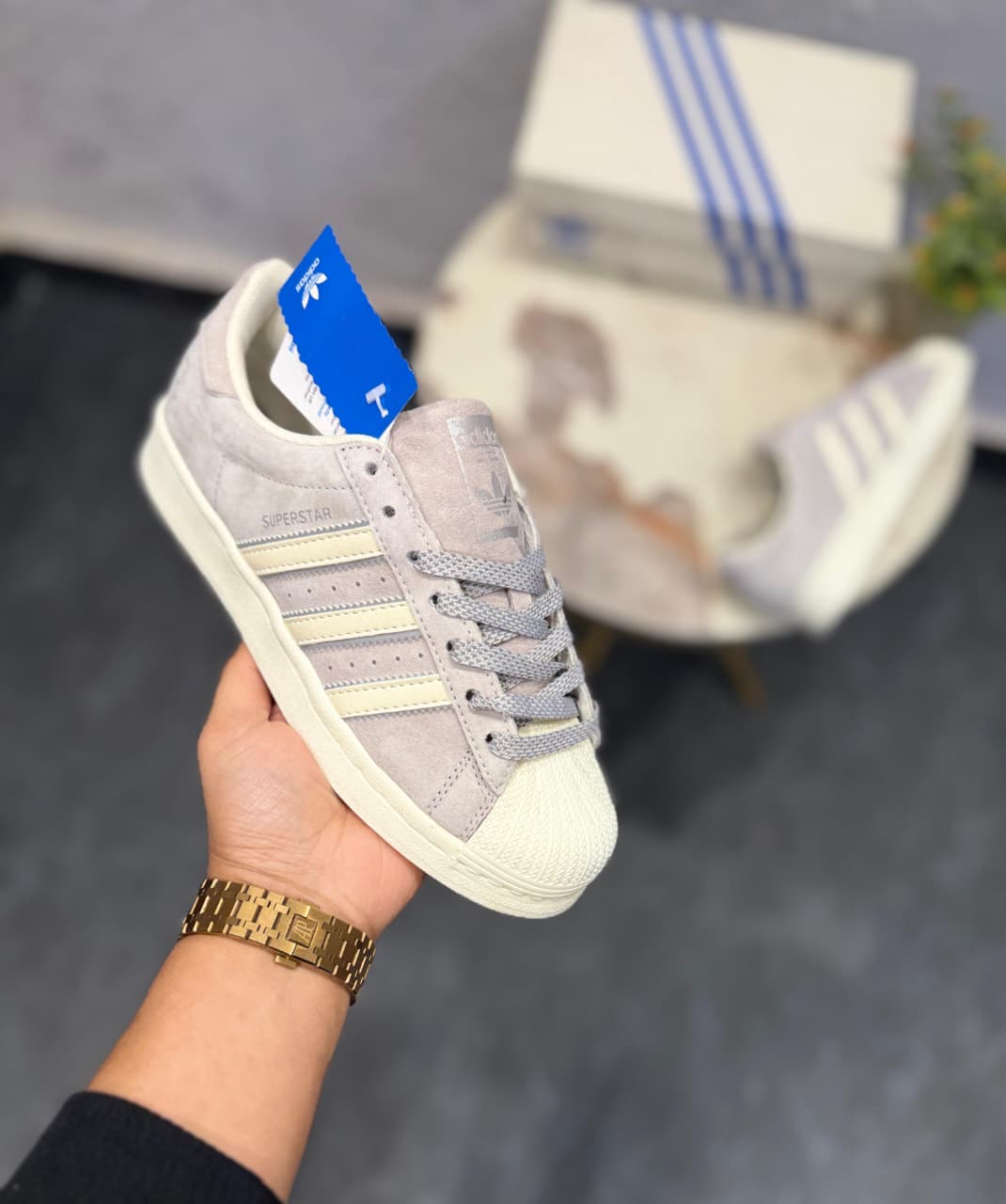 ADIDAS ORIGINALS  SUPERSTAR GREY SUEDE REIGN