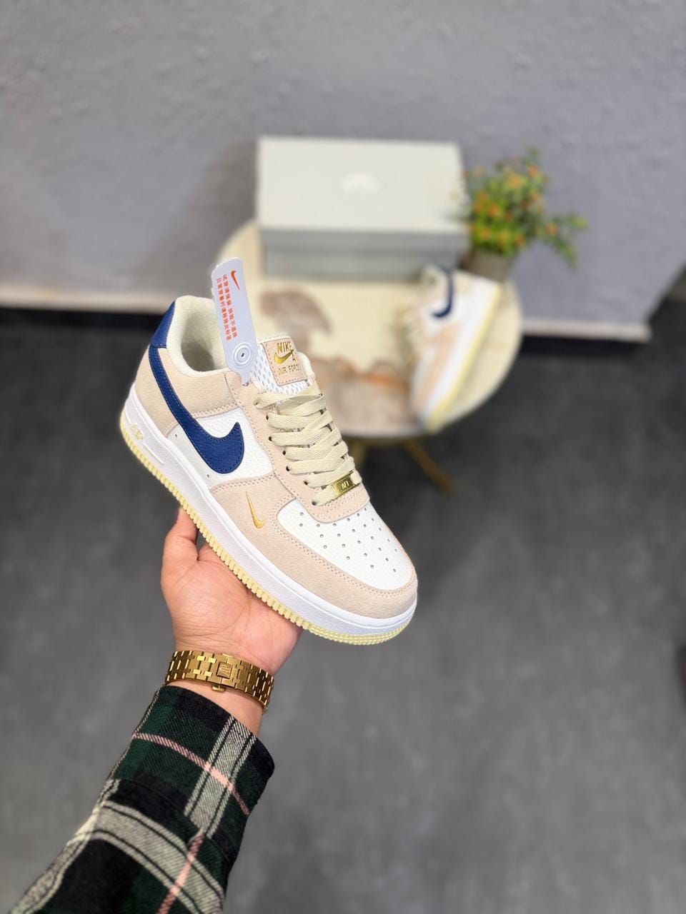 NIKE AIRFORCE ONE WHITE NAVY GOLD