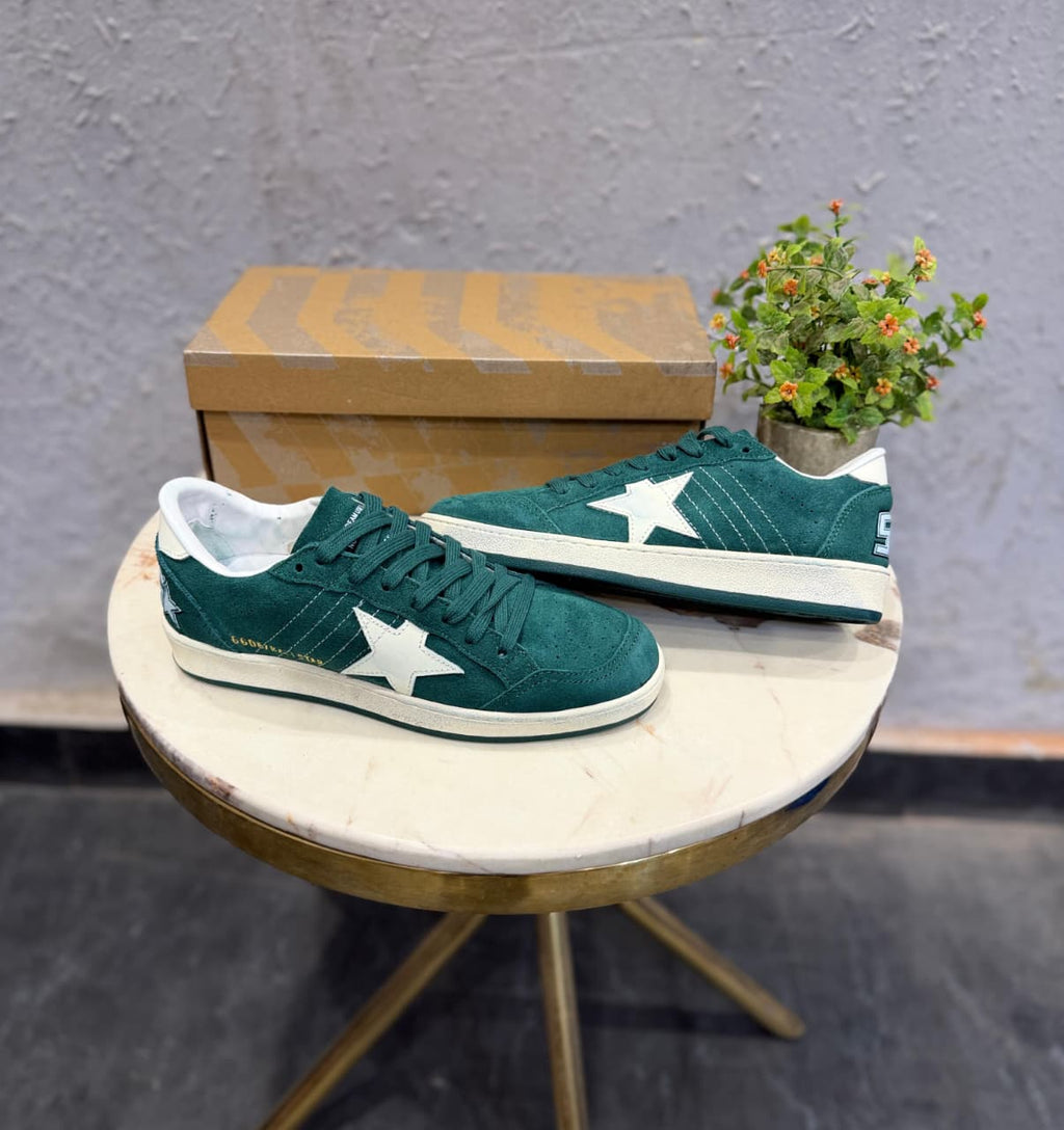 GOLDEN GOOSE BALL STAR GREEN SNEAKERS