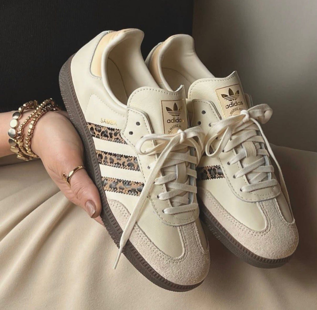 ADIDAS ORIGINALS SAMBA CREAM LEOPARD STRIPES