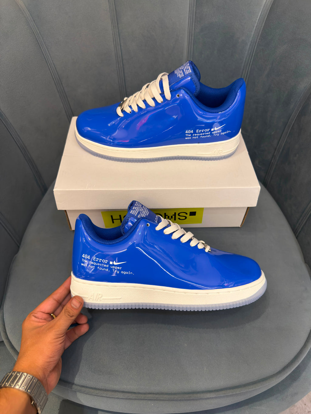 NIKE AIRFORCE ONE SWOOSH ERROR  BLUE