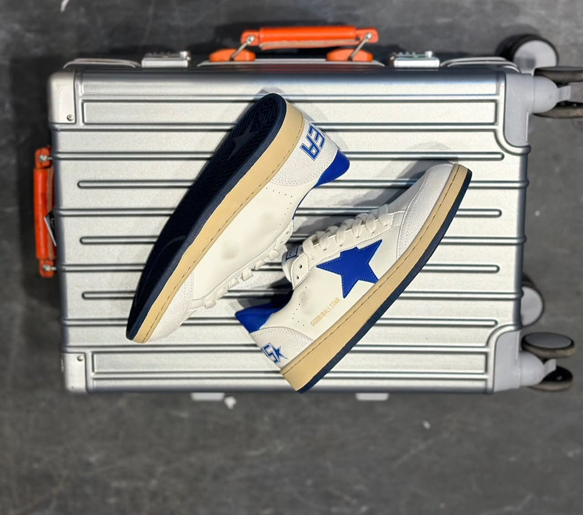 GOLDEN GOOSE BALL STAR WHITE BLUE SNEAKERS
