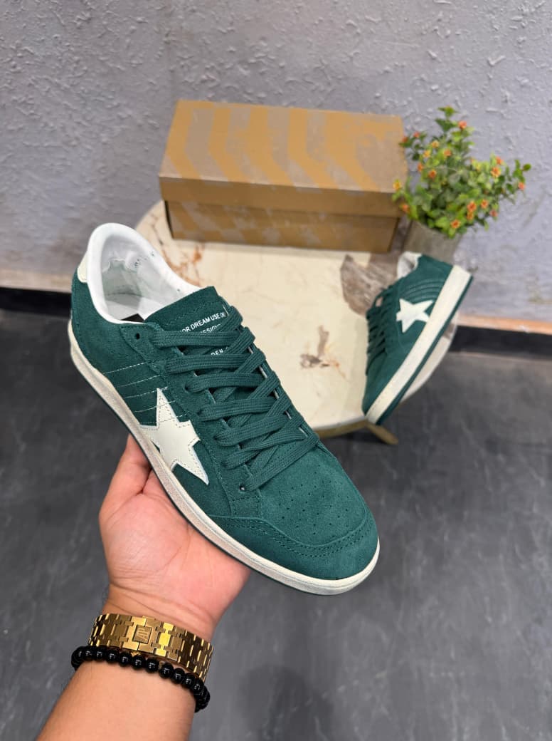 GOLDEN GOOSE BALL STAR GREEN SNEAKERS
