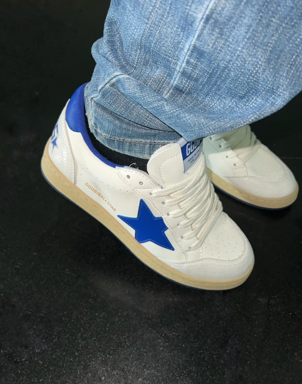 GOLDEN GOOSE BALL STAR WHITE BLUE SNEAKERS