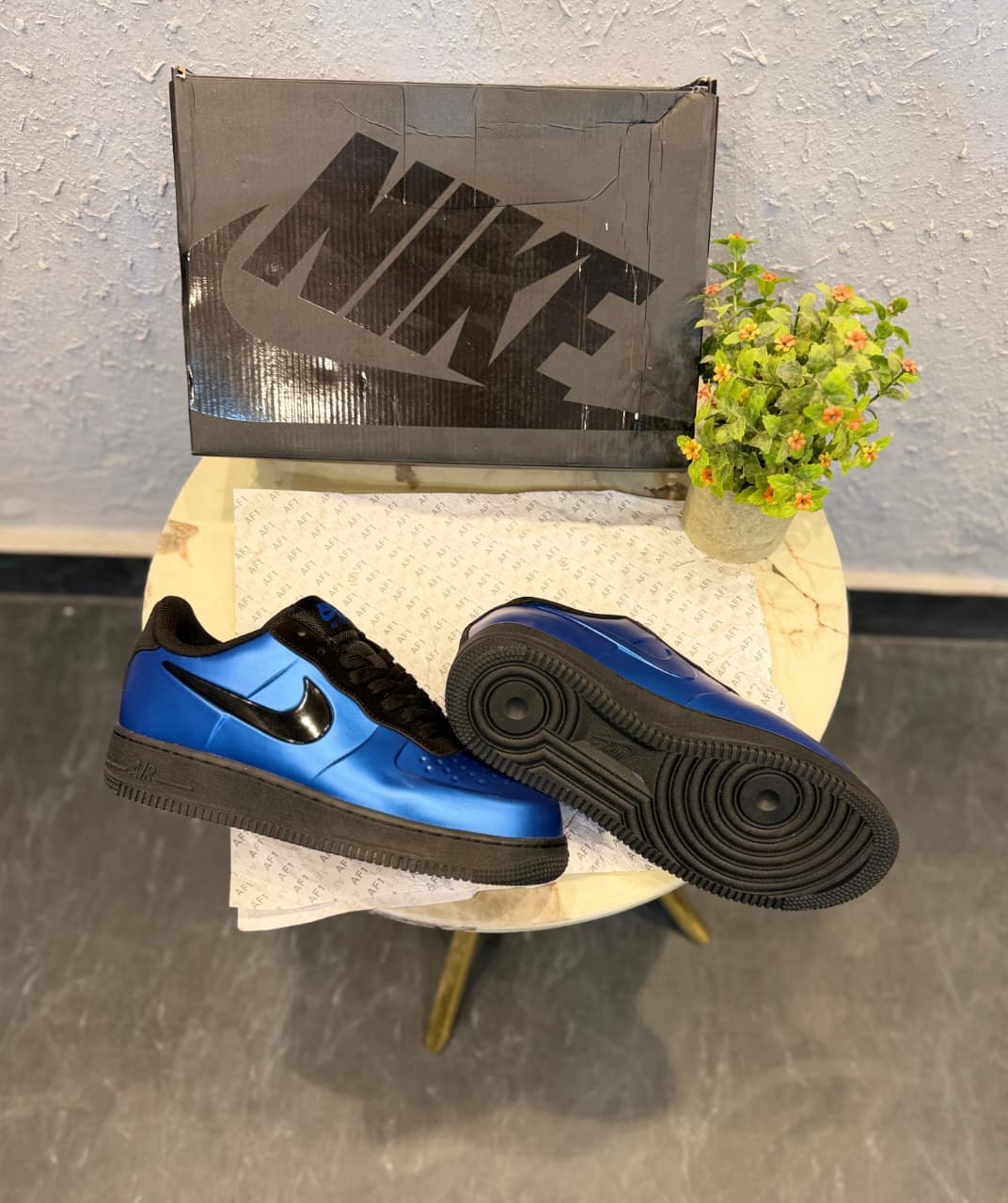 NIKE AIRFORCE FOAMPOSITE PRO METALLIC BLUE